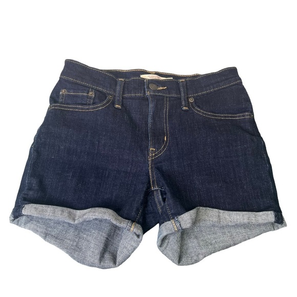 Levi's Mid Length Shorts Dark wash Rolled Cuffs Size 26 - Picture 1 of 12